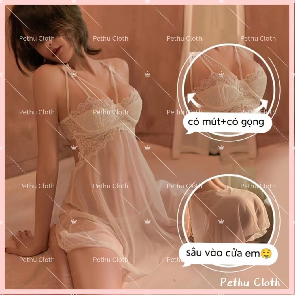 （Giao hàng bảo mật）Có mút+có gọngĐồ ngủ sexy nữ2 dây ren cho nữ kèm chip quyến rũ hở lưng khiêu 40-65kg--030