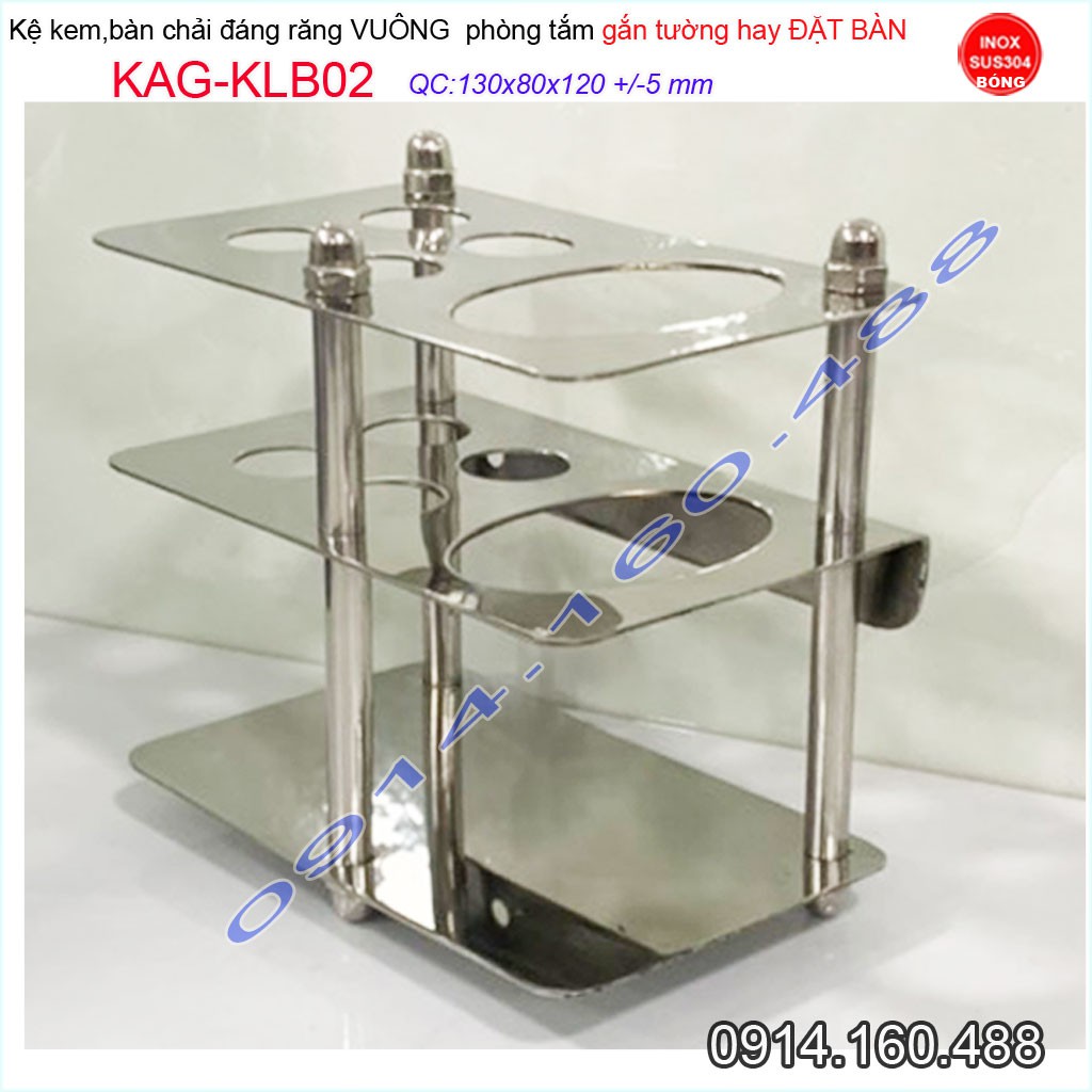 Kệ inox 304 để kem đánh răng bàn chải KAG-KLB02 giá để cây đánh răng mẫu mới sử dụng tiện lợi