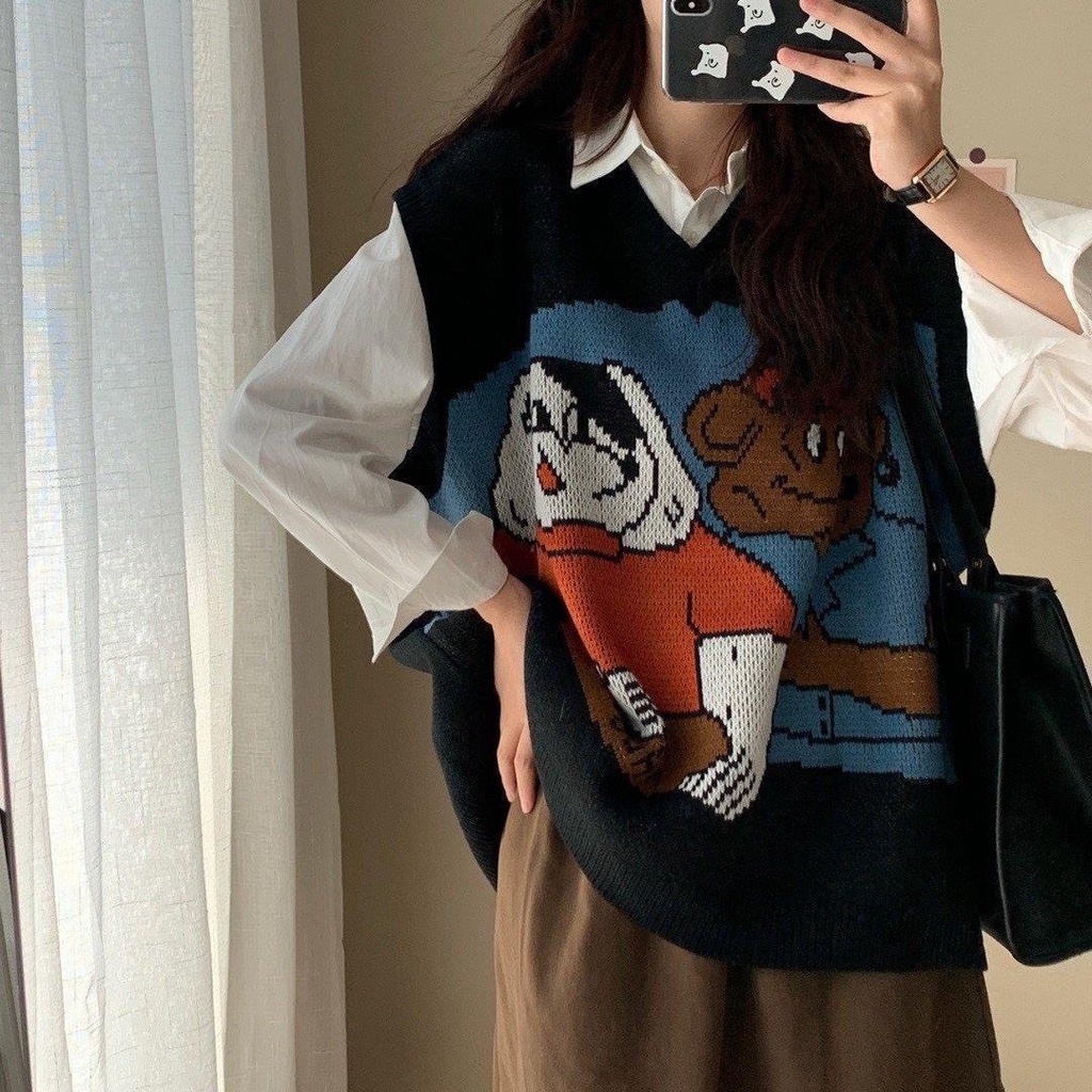 Áo gile nữ len Disney aut tuồn hàng Quảng Châu cao cấp loại 1 dày đẹp không bai xù