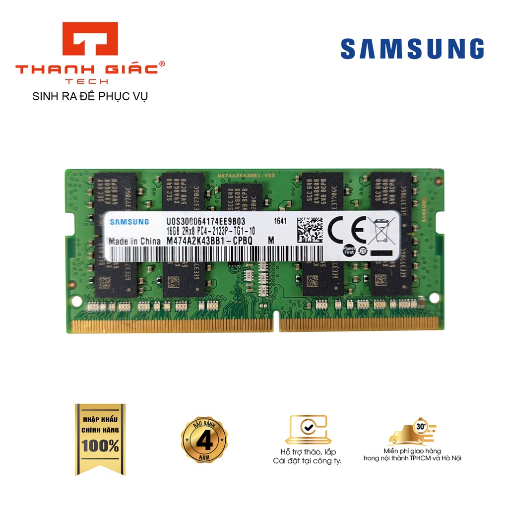 Ram Laptop Samsung DDR4 2133 16Gb.Chính Hãng mới 100%,Bảo hành 48 Tháng 1 Đổi 1