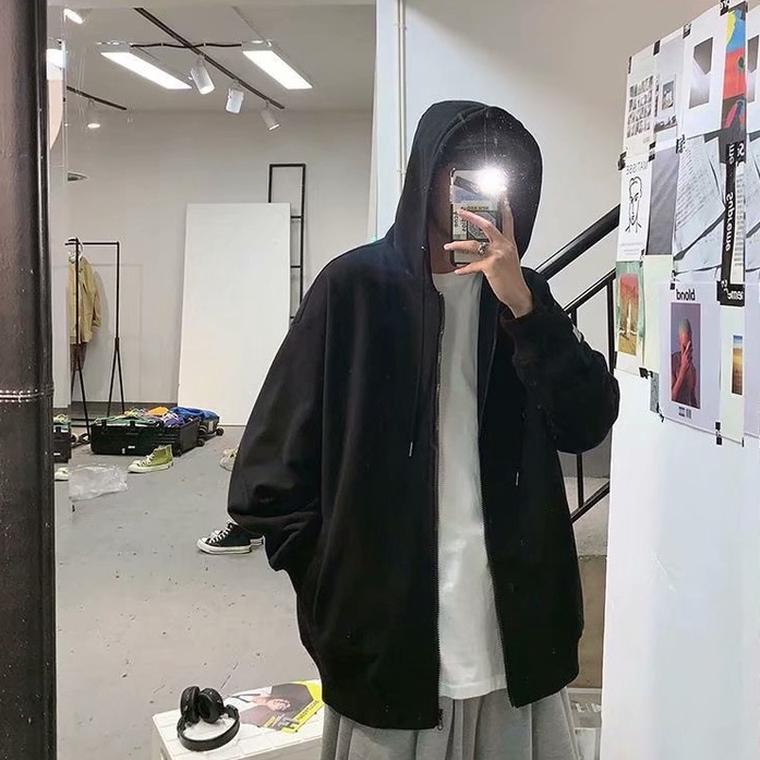 [M-5XL] 2023 Gói thời trang phong cách thông thường của Hàn Quốc với áo khoác Veratile Solid Solid Bảng chữ cái ináo khoác nỉ hoodie nam