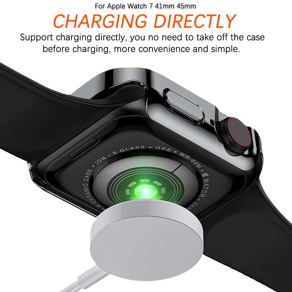 Ninki Ốp Bảo Vệ Bằng PC Cứng + Kính Cường Lực Bảo Vệ Màn Hình Cho Apple Watch Series 8/7 41mm 45mm, Full Protective Tempered Glass Film Hard PC Bumper Straight Edge Cover for iWatch 8/7 41/45mm