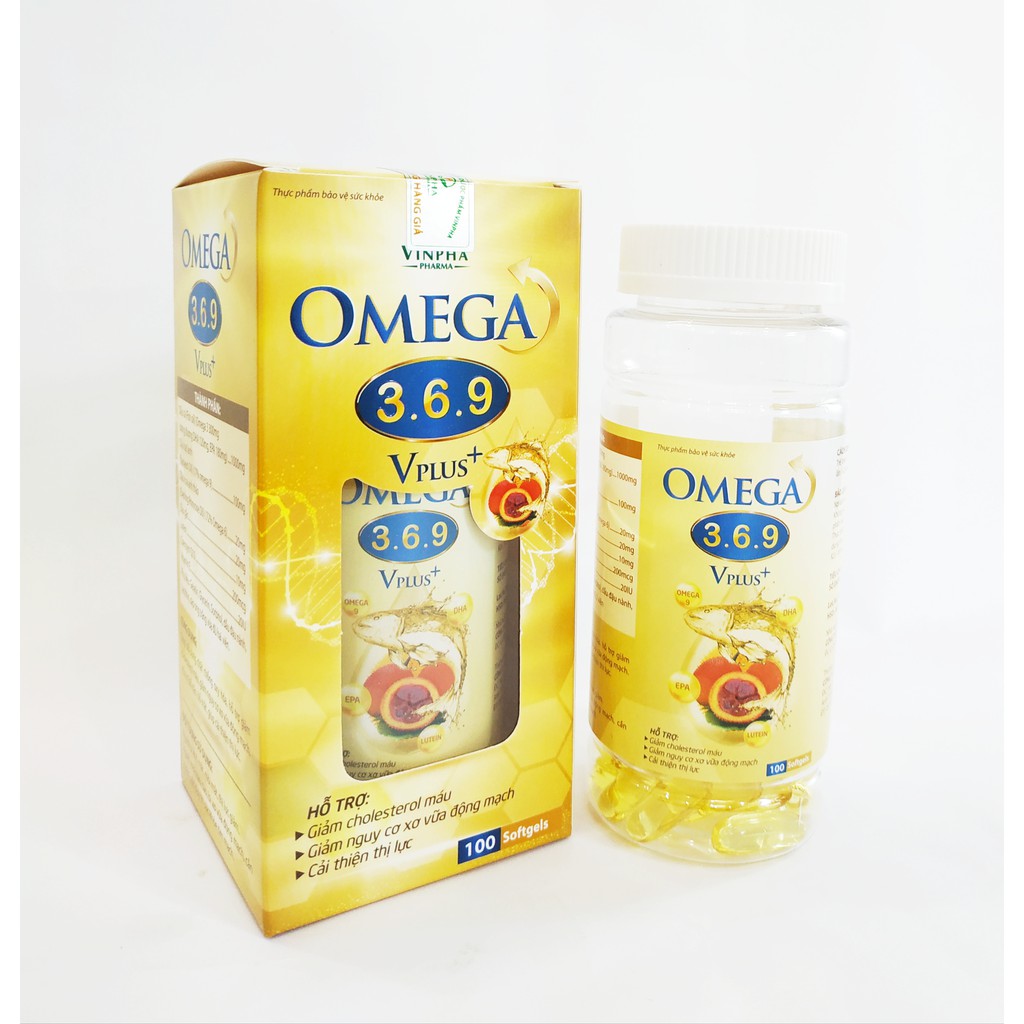 Viên Uống Dầu Cá Omega 369 Plus – Chứa Tinh Chất Dầu Cá Omga 3, Dầu Gấc Giúp Sáng Mắt Đẹp Da, Tốt Cho Tim Mạch – Lọ 100V