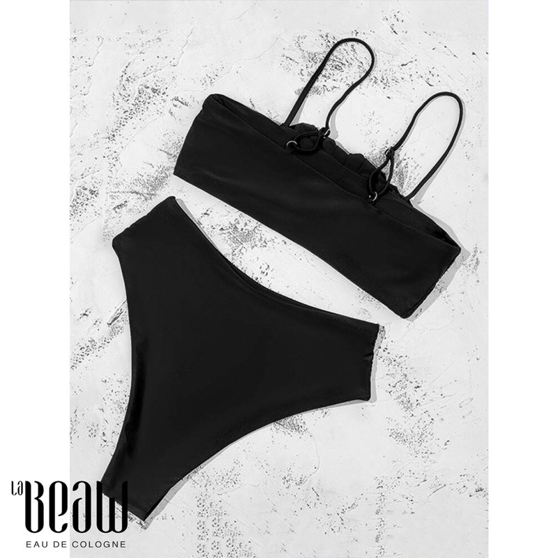 Bikini 2 dây xếp li ôm ngực xinh xắn - ĐEN - swswim42210127010