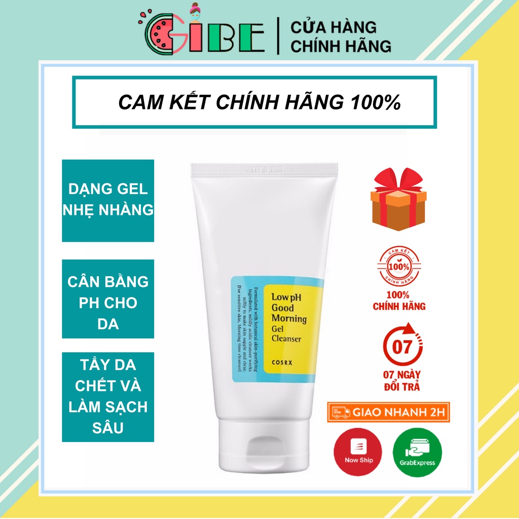 Sữa rửa mặt Cosrx Low PH Good Morning Gel Cleanser dạng gel chiết từ dầu cây trà - GIBE STORE