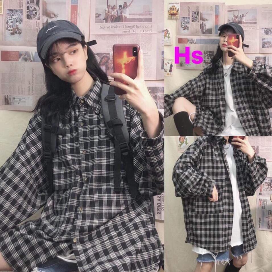 freeship Áo Sơ Mi Nữ ,Sơ Mi Kẻ Tay Bồng KOREA 2 Màu F001 | BigBuy360 - bigbuy360.vn