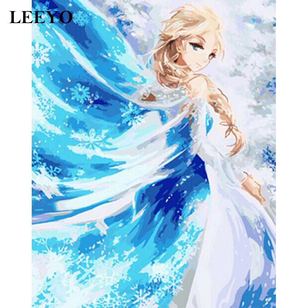 Bộ Tranh Sơn Dầu Trang Trí Hình Elsa Frozen 315 40x50cm