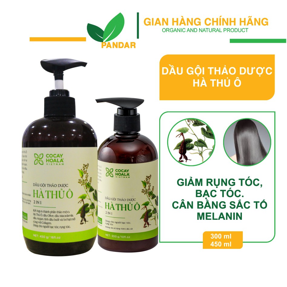 Dầu gội hà thủ ô, ngăn rụng tóc, làm chậm quá trình bạc tóc, giảm gãy rụng, Cỏ cây hoa lá, PANDAR