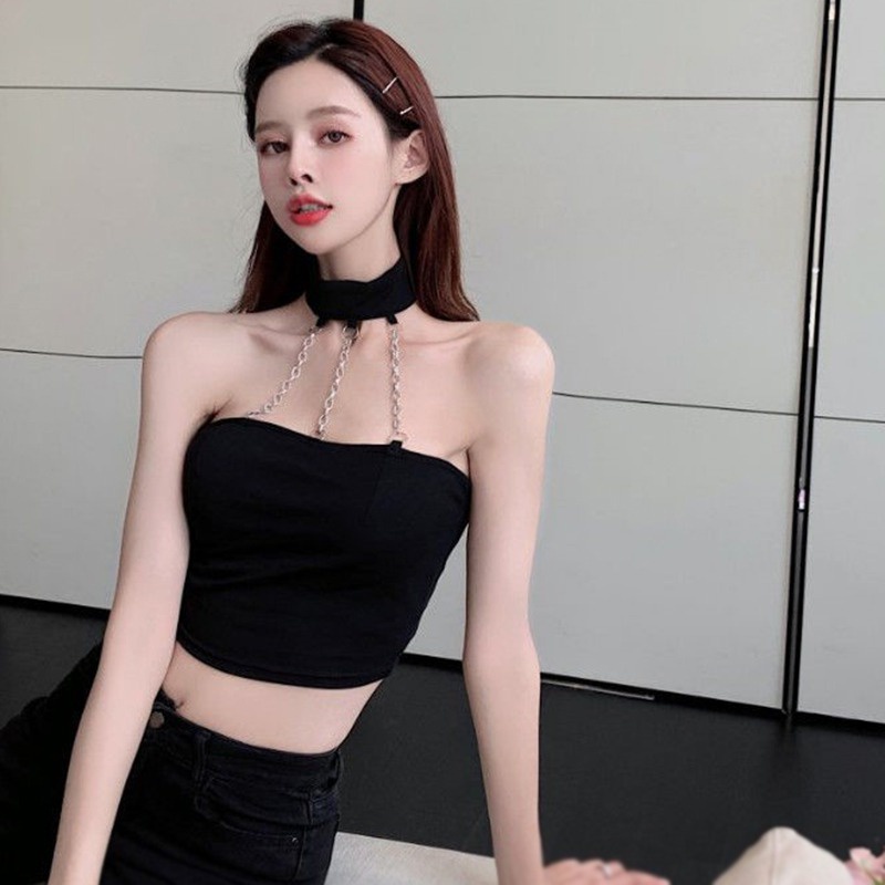 Áo Tank Top Màu Đen Thiết Kế Dây Đan Chéo Quyến Rũ