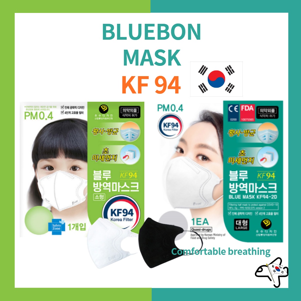 🍀KOREAN KF 94 MASK/Easy to breathe KF94 bird beak mask🍀BLUE BON  MASK/4 Ply 2D Face Mask /Large Small Size / Black White Color /Individual packaging/Made in KOREA MASK