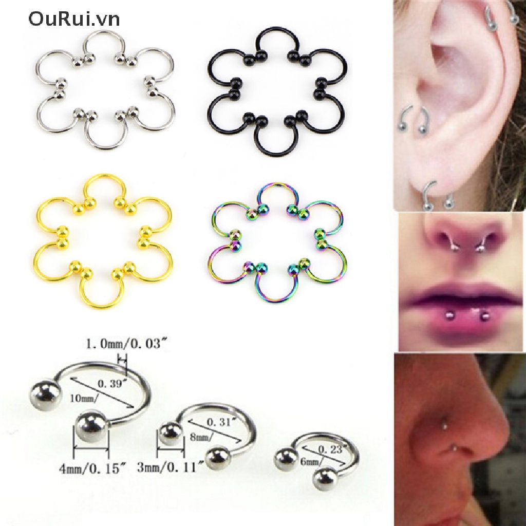 10 Khuyên Mũi / Môi Hình Ngựa Bằng Thép Không Gỉ