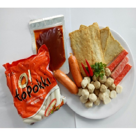Bánh gạo 500gr + 120gr sốt+ đồ nấu lẩu tokbokki