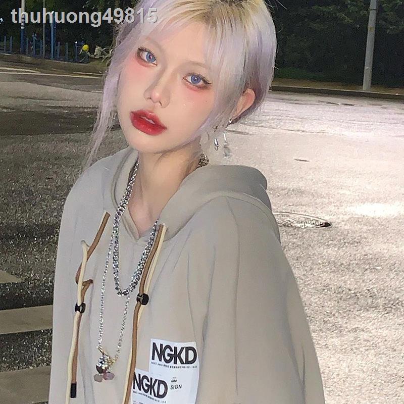 ☬Xuân và thu 2021 xu hướng mới áo len có mũ trùm đầu đường phố nữ sinh phiên bản Hàn Quốc quần dài tay mỏng m
