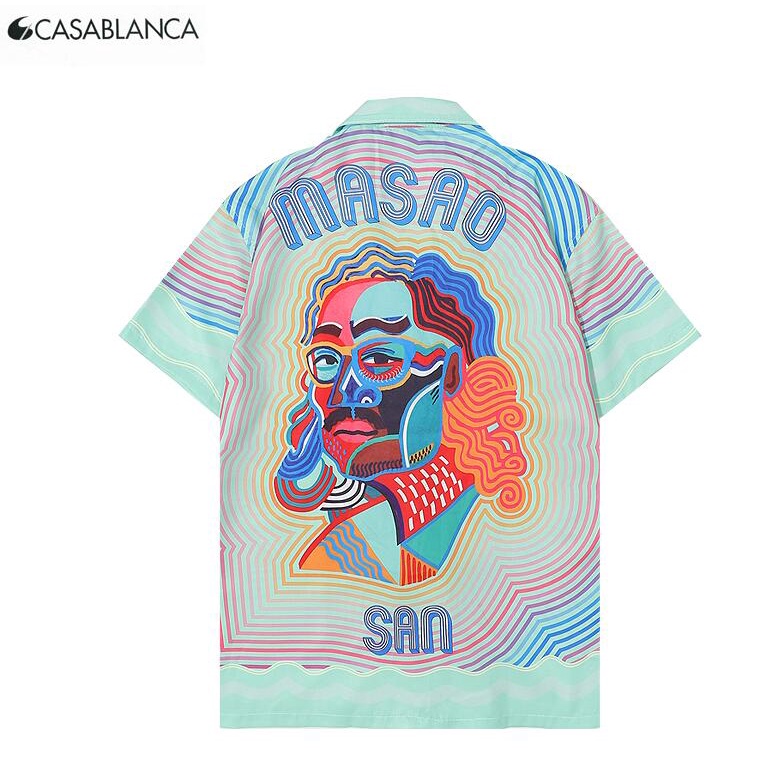 Casablanca Áo Sơ Mi cotton Ngắn Tay In Họa Tiết Thời Trang Dành Cho Nam Và Nữ