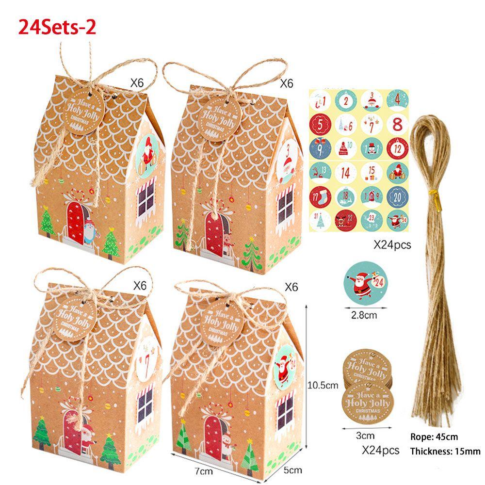 LAKAMIER Set 24 Nhãn Dán Kèm Hộp Đựng Quà Giáng Sinh