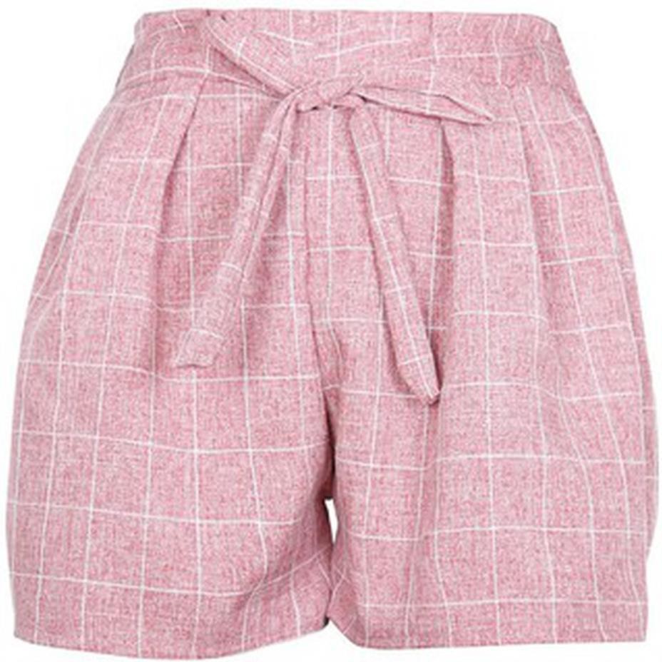 Quần đùi nữ ống rộng kẻ ô to thời trang ་ | BigBuy360 - bigbuy360.vn