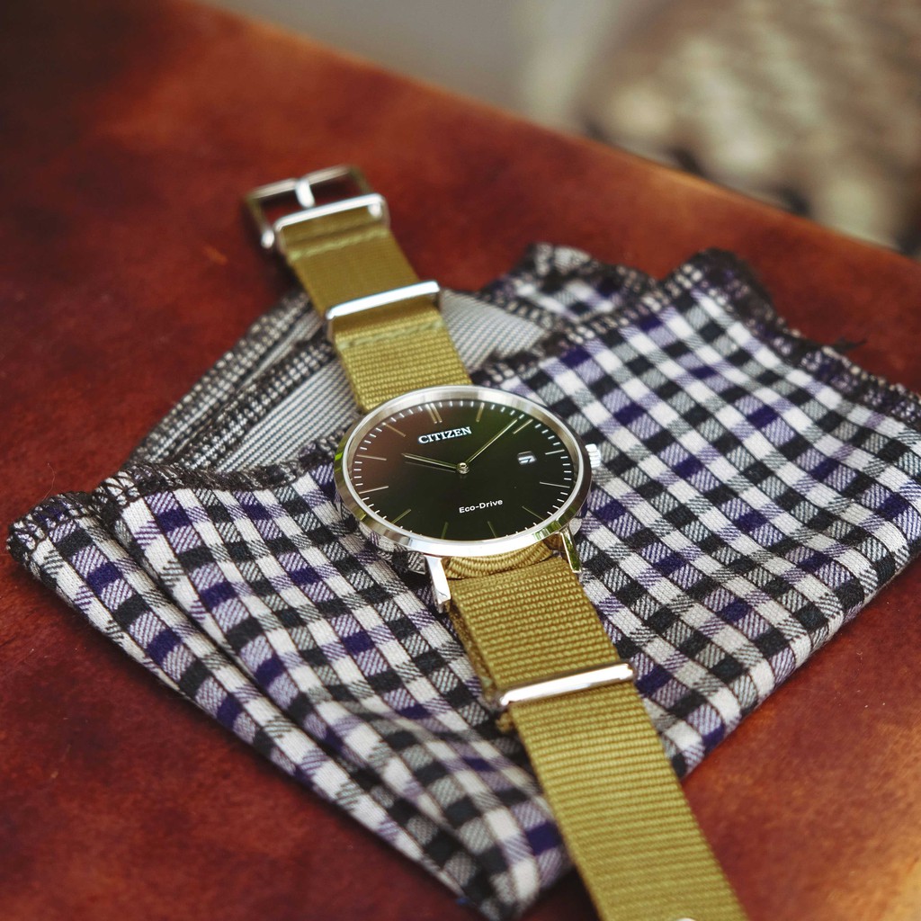 Đồng Hồ Nam Citizen Dây Vải Nato AU1080-38E - Mặt Đen (Sapphire)