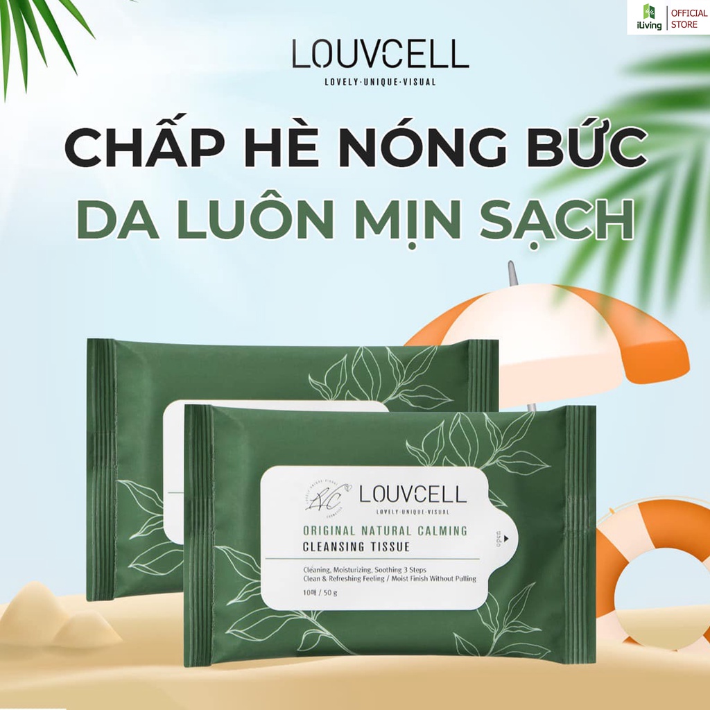 Khăn ướt tẩy trang Louv Cell Original Natural Calming Cleansing Tissue 10 tờ ILIVING-LOUKUTT10