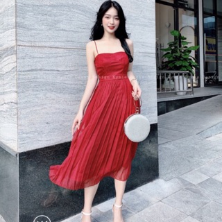 Váy 2 dây dập ly V505 KYMIE