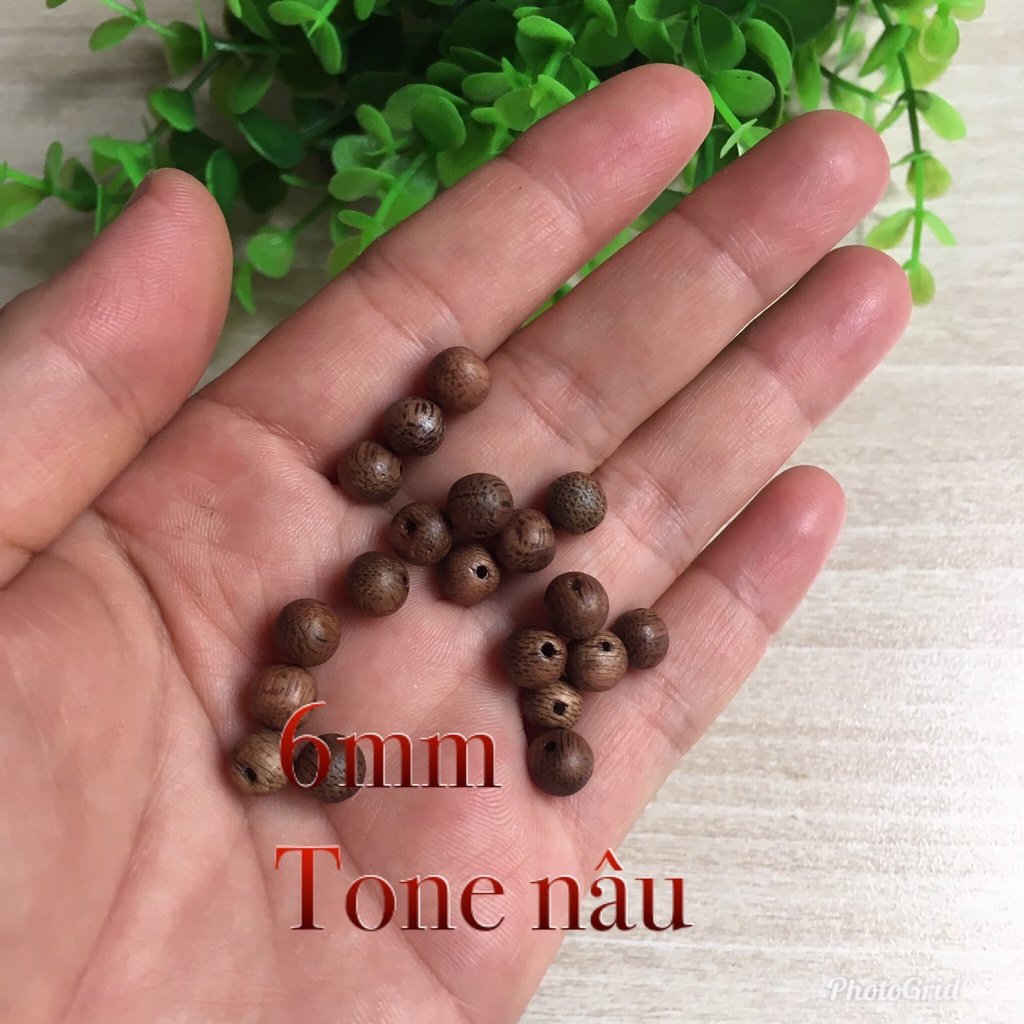 🌿🌿 2 hạt gỗ TRẦM HƯƠNG tự nhiên lỗ xỏ dây 0.8mm 🌿🌿
