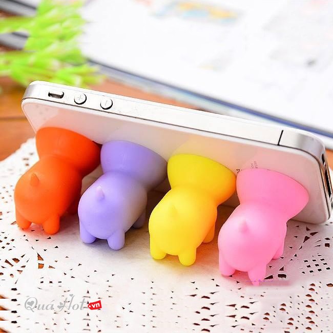 Combo bộ 10 móc khoá giá đỡ điện thoại , máy tính bảng hình con heo loại lớn