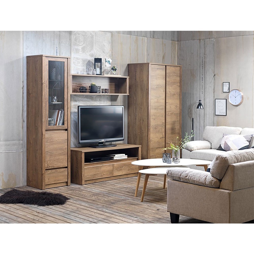 Kệ TV | JYSK Vedde | 2 ngăn gỗ công nghiệp màu sồi | kích thước 130x53x53cm