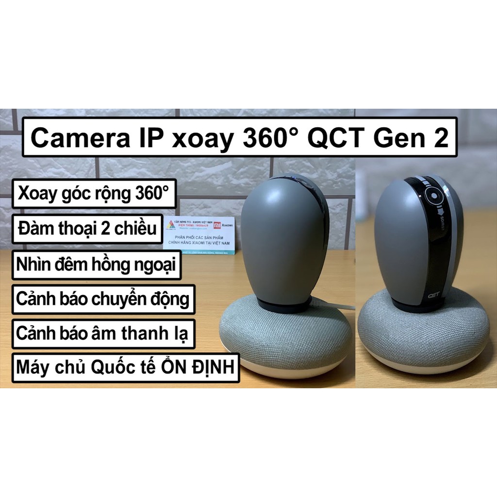 Camera wifi không dây an ninh siêu nhỏ xoay 360 ĐỘ QCT 1080P gen2