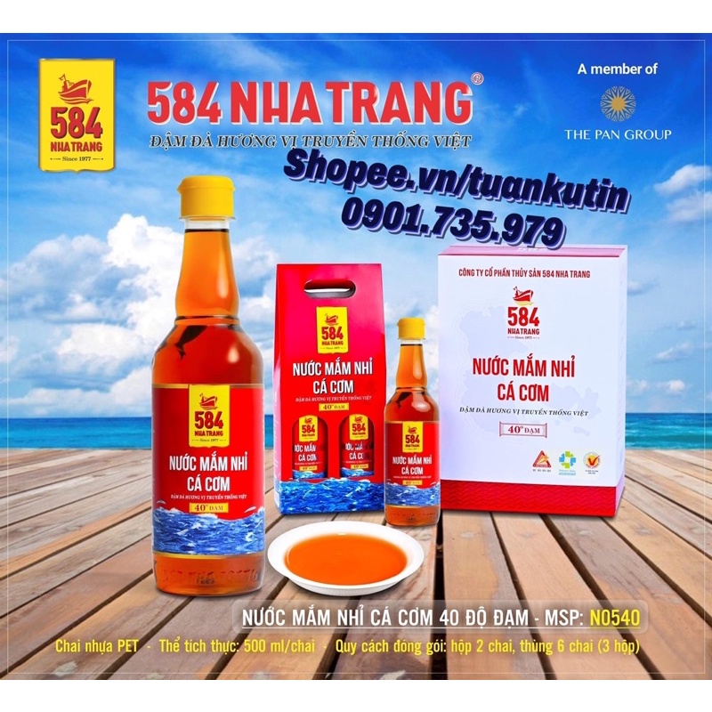 (Tìm đại lý)Nước mắm 584 Nha Trang 30-35-40 độ đạm 500ml Chuẩn vị truyền thống tặng Khẩu Trang NUT95