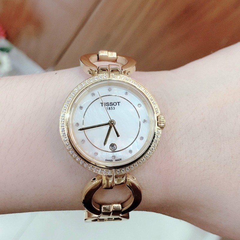 Đồng hồ nữ cao cấp TS Gold Diamonds đính đá mạ vàng size 30mm dây xích
