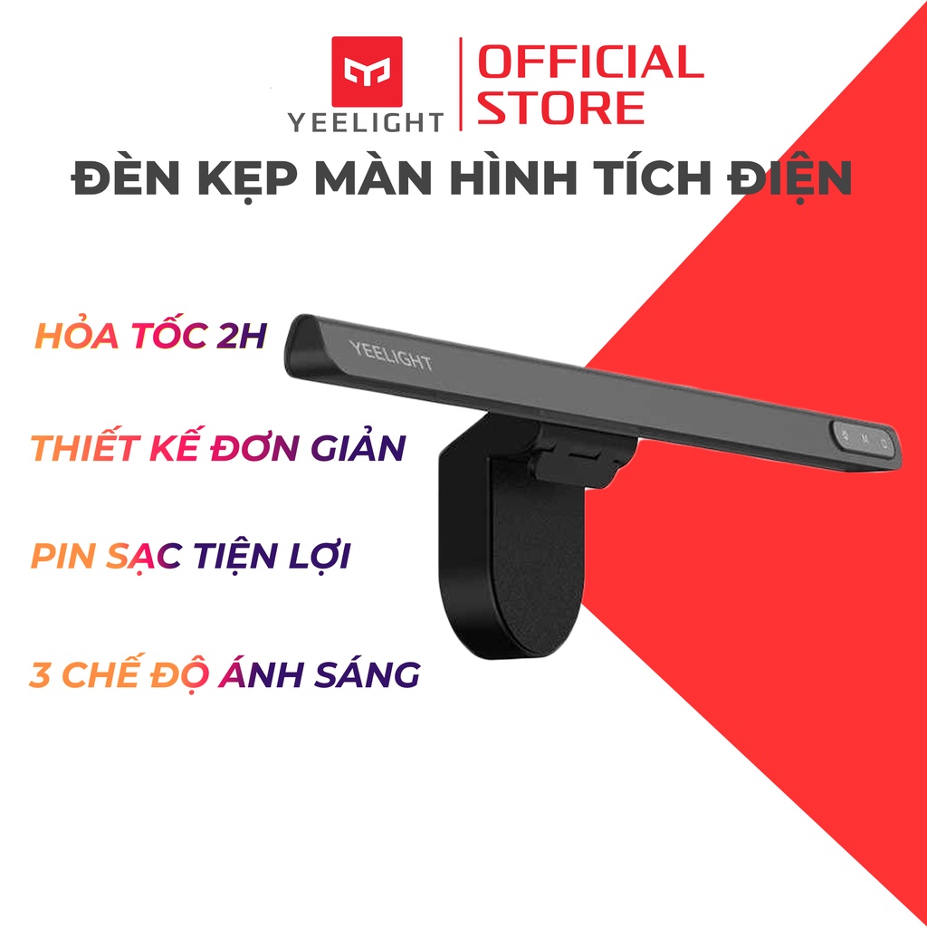 Đèn kẹp màn hình Yeelight tích điện YLODJ-0027, pin sạc dung lượng 1800mah, 3 chế độ ánh sáng ngăn cản ánh sáng xanh