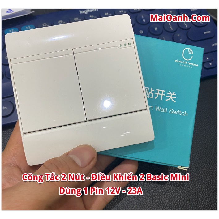 Công Tắc Thông Minh Wifi eWeLink Basic Mini (Có Hỗ Trợ BLuetooth) &amp; Điều Khiển Cầm Tay Và Dán Tường