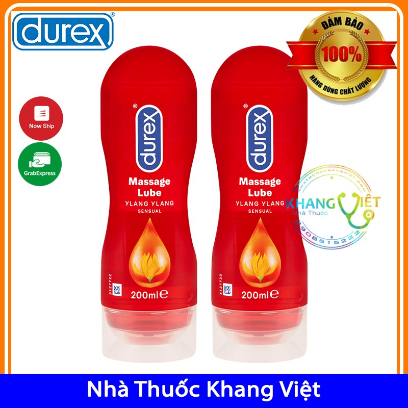 Gel bôi trơn Durex Massage Lube Ylang Ylang 200ml tăng cảm giác, hàng Úc chuẩn, che tên khi giao hàng