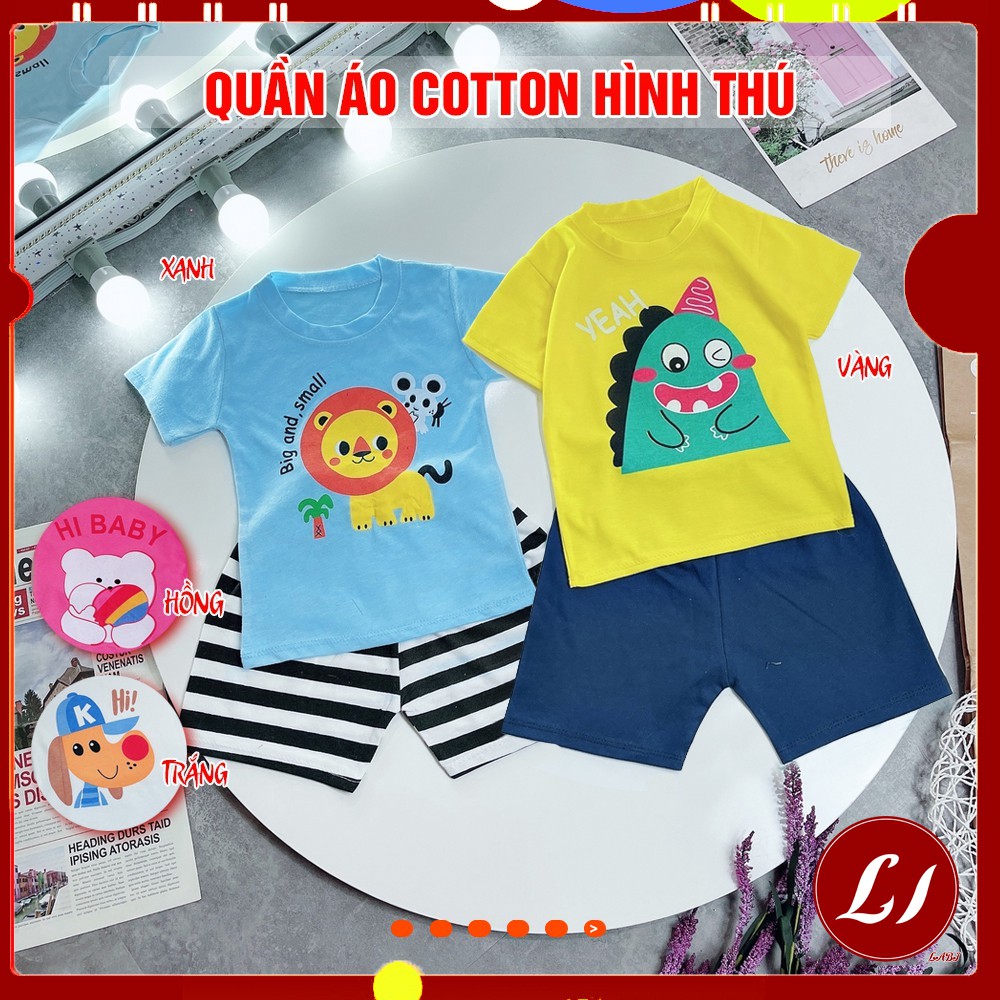 Bộ quần áo cotton CỘC TAY  hình thú cho bé 6-16kg (QATE656 )