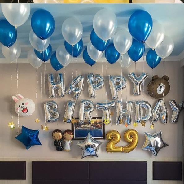COMBO Set bóng chữ HAPPY BIRTHDAY + 50 bóng nhũ + Đèn Led(Tặng Bơm + băng dính bóng) #TrangTriSinhNhat