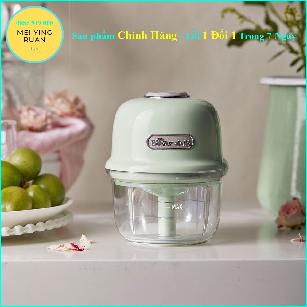 Máy xay tỏi ớt ăn dặm mini - choper không dây không dùng điện cao cấp BEAR màu xanh