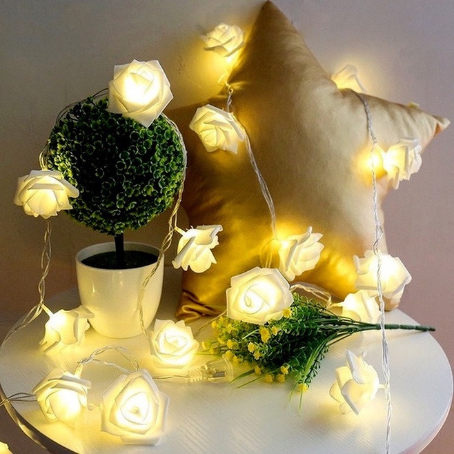 ❥1 ~ 3m❥10 / 20/30 LED Dây hoa hồng hoa cổ tích / Đèn dây bó hoa nhân tạo / Dây hoạt động bằng pin Hoa hồng lãng mạn Ánh sáng cổ tích / Tiệc cưới tại nhà Đèn trang trí cửa sổ