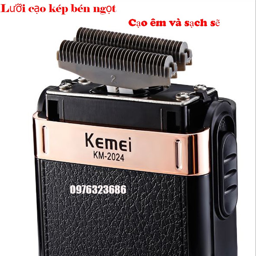 Máy cạo râu Kemei 2024 Thiết kế đẹp, sang trọng chuyên dùng cạo râu, cạo trắng tóc rất tốt