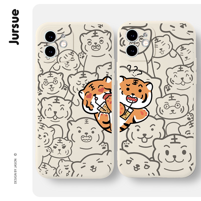 Ốp Điện Thoại JURSUE hoạt hình cặp đôi dễ thương đẹp Compatible for iPhone 14 13 12 11 Pro Max SE 2020 X XR XS 8 7 ip 6S 6 Plus kute XYA1391