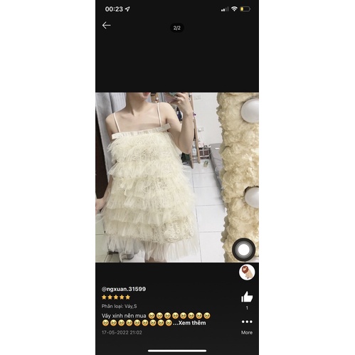 Chiếc váy ren bồng bềnh xinh xắn chuẩn Kim Anh Bùi feedback của khách