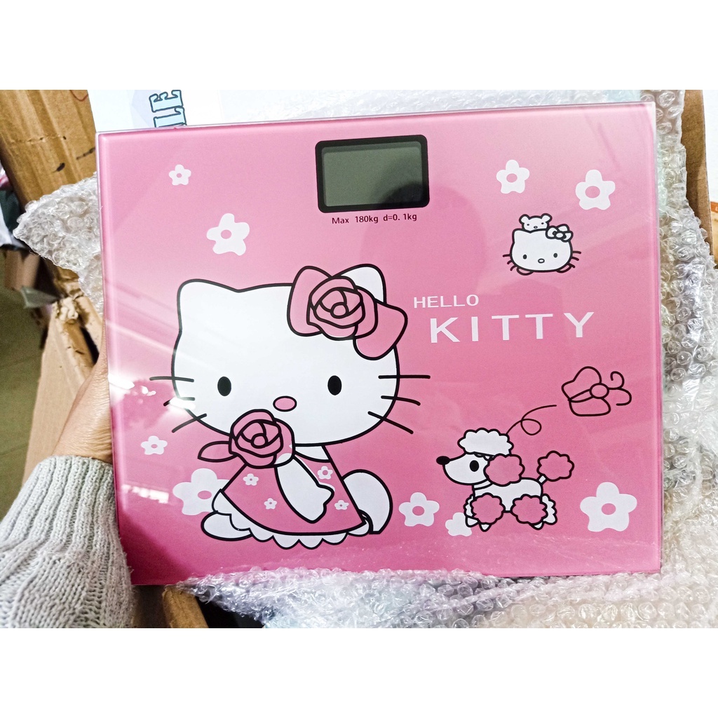 Cân điện tử hình MÈO HELLO KITTY kính cường lực Cân Sức Khỏe Cân Người Chịu Lực Tới 180KG Bảo Hành 1 NĂM