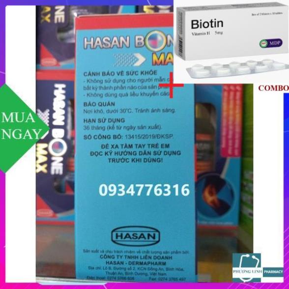 Combo Biotin 5mg+ Viên xương khớp HASAN BONE MAX  giảm đau xương khớp hộp 60 viên