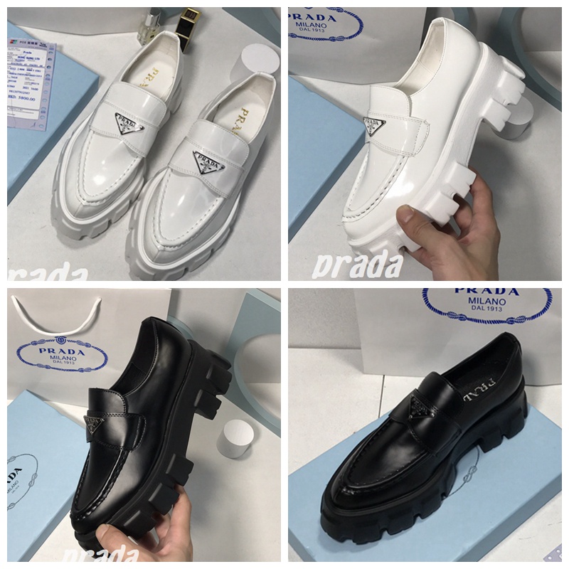 PRADA Giày Loafer Da Cừu Đế Dày Thấp Thời Trang Cho Nữ Tỉ Lệ 1:18