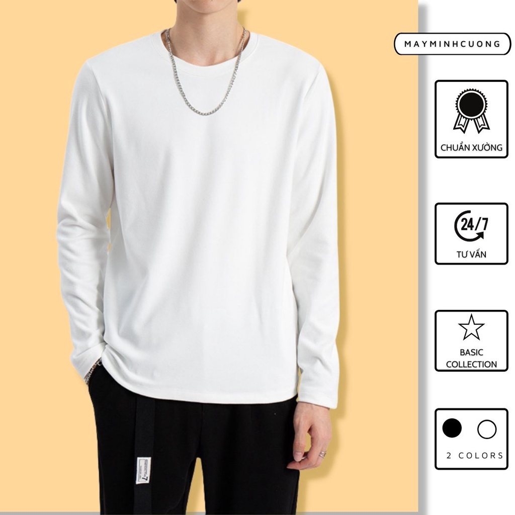 Áo nam form rộng dài tay, kiểu unisex chất vải thun cotton co giãn 4 chiều áo, áo ấm mùa thu đông 2 màu trắng đen-JBT02