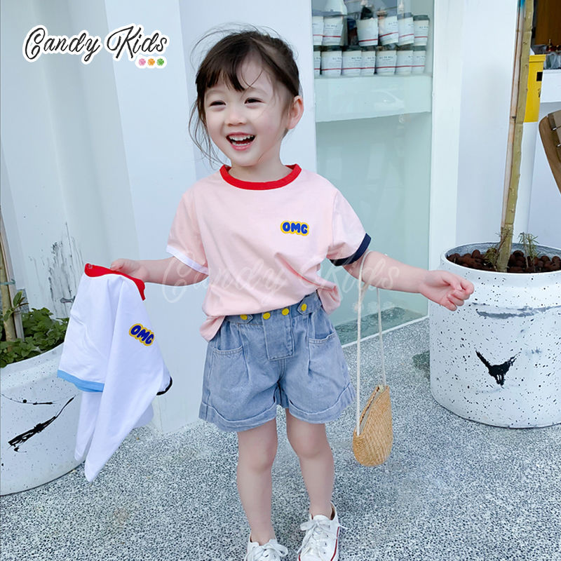 Áo thun cotton tay ngắn phong cách thời trang cho bé gái 2-6 tuổi