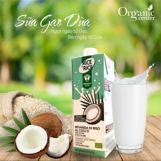 Sữa gạo dừa không đường hữu cơ Probios 1l