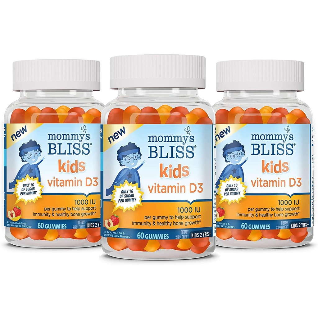 Viên nhai Kids Vitamin D3 Mommy Bliss bổ sung D3 cho bé từ 2 tuổi ( dạng kẹo dẻo)