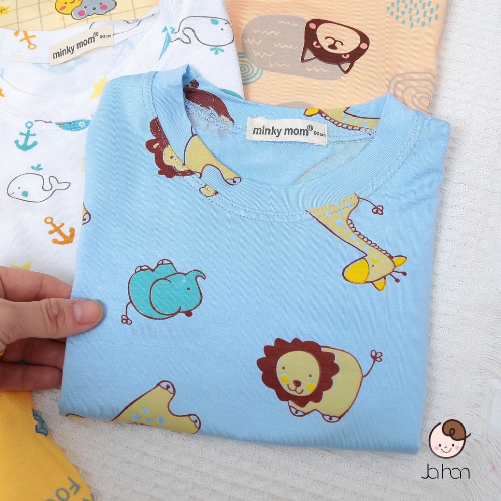 Bộ cộc tay bé trai bé gái - Bộ cộc tay Minky mom họa tiết Đám Mây 6-19kg siêu dễ thương