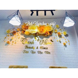 sét hoa giấy trang trí tiệm nail mi spa