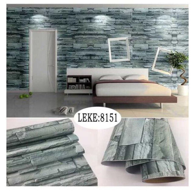 Decal 1m x 45cm Giấy dán tường decor gạch xám trắng BBC22