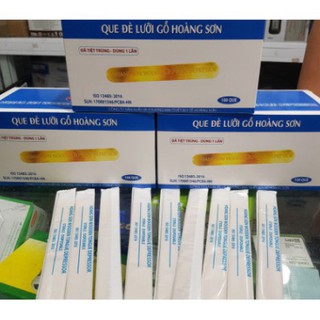 [SIEU SALE] Que Đè Lưỡi Gỗ Hoàng Sơn Đã Tiệt Trùng Từng Vỉ [Hộp 100 Cây]